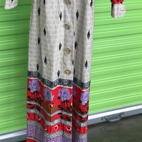 Vintage 70's Nancy B of California Multi Print Maxi *Authentic Halloween Costume - Picture 4 of 12